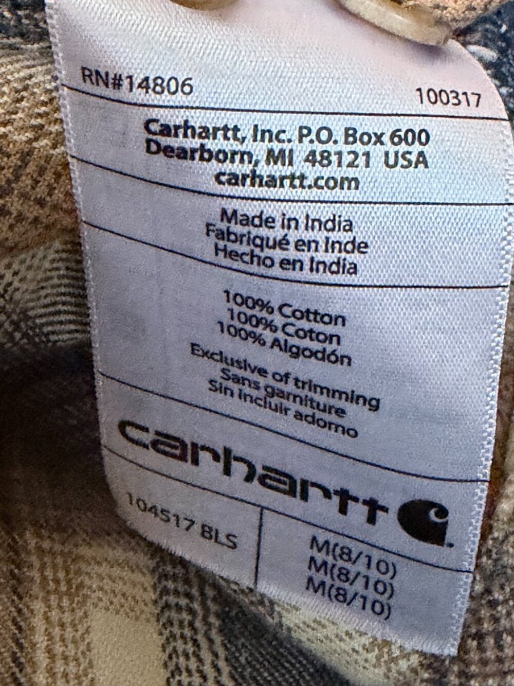 Carhartt Women’s M Relaxed Fit Hooded Plaid Flannel Shirt Bluestone 104517 - Picture 5 of 5